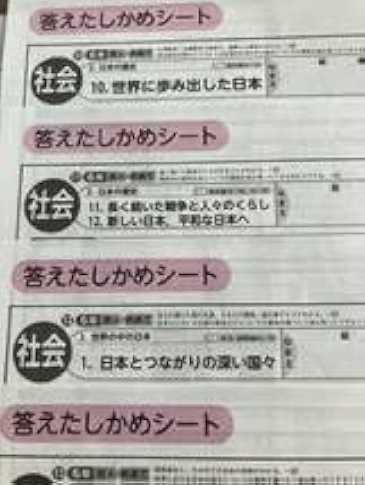 ６年 社会 日本文教カラーテスト見直しシート 、たしかめプリント９枚 小学6年生 国語 カラーテスト 答えたしかめシート 光村図書 光
